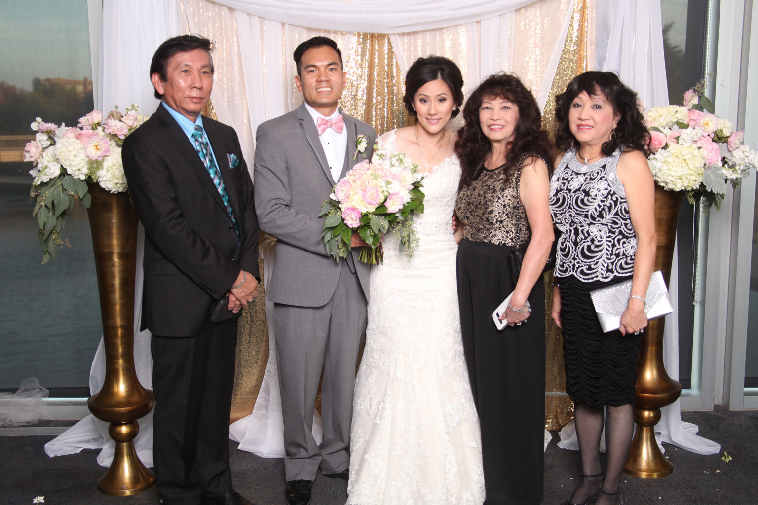 Pop-up studio for wedding portrait with couple